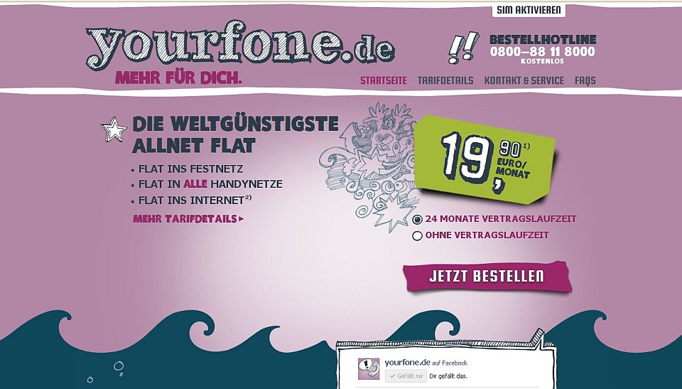 Günstige All-Net-Flat gibts bei yourfone.de