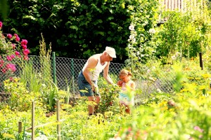 Mit Opa im Garten 
